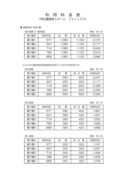 特別養護老人ホーム ご利用料金表