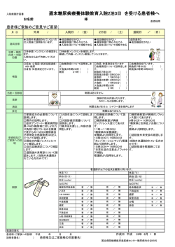 糖尿病パス 2泊3日 - 国立病院機構 鹿児島医療センター