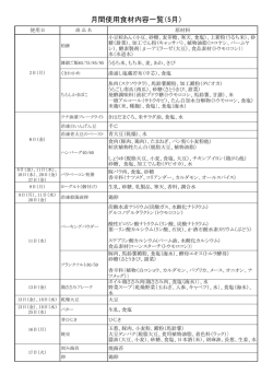 月間使用食材内容一覧（5月）