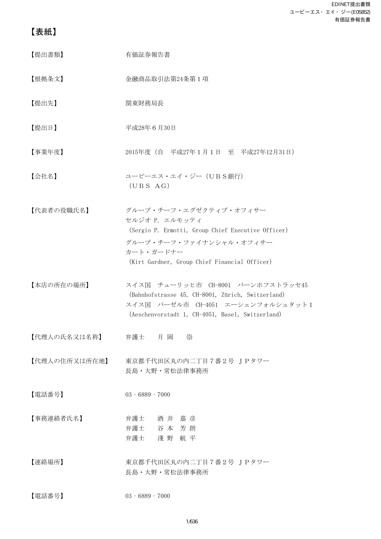 2015年度有価証券報告書 Pdf 11 4mb