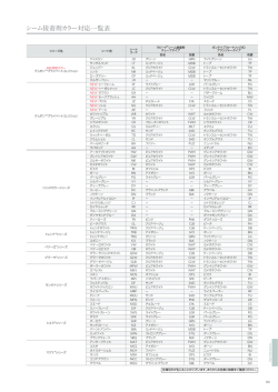 シーム接着剤カラー対応一覧表