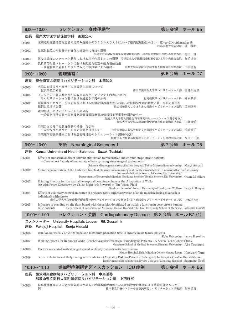 セレクション 身体運動学 第 5 会場 ホール B5 管理運営 1 第 6 会場