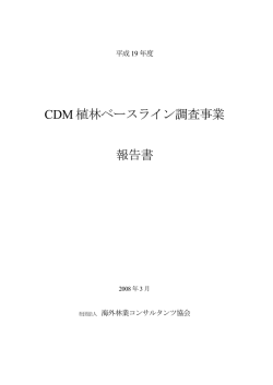 平成19年CDM植林BL事業報告書 - 社団法人 海外林業コンサルタンツ協会