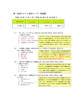 第 1 回  ワケトン検定クイズ【初級編】 平成 19 年 11 月 1 日&sim;平成 20 年