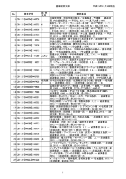 書庫配架文庫 平成25年11月5日現在 No. 請求記号 版・巻 次等 書誌