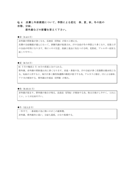Q.4 皮膚と外部環境について、季節による変化 春、夏、秋、冬の肌の