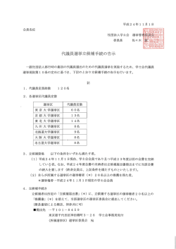 代議員選挙立候補手続の告示