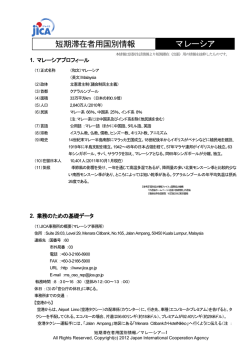 短期滞在者用国別情報 マレーシア