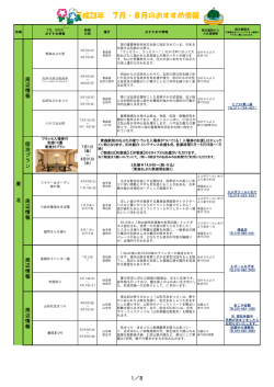 7月・8月のおすすめ情報