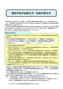 確定申告が必要な方・税金が戻る方 確定申告が必要な方・税金が戻る方