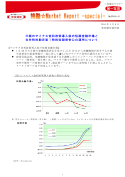 日銀のマイナス金利政策導入後の短期金融市場と 当社特別勘定第 1