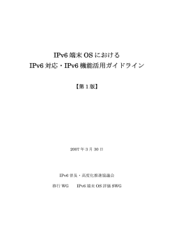 IPv6端末OSにおけるIPv6対応・IPv6機能活用ガイドライン 第1版