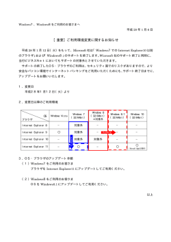 【重要】ご利用環境変更に関するお知らせ