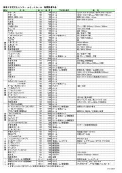 附帯設備料金表 - かなっくホール