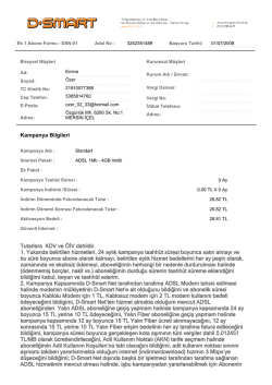 Kampanya Bilgileri 7XWDUODUD .`9 YH g   GDKLOGLU 1 <XNDUﾕ