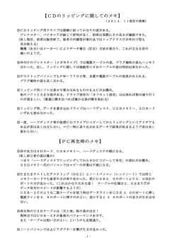 【CDのリッピングに関してのメモ】 【PC再生時のメモ】