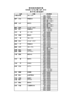 第9回東京都選手権 KOSUKE KITAJIMA CUP 2016 男子有力参加選手