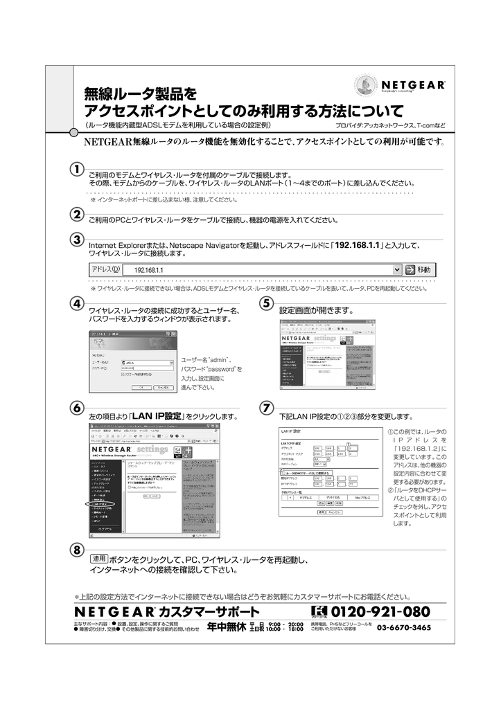 無線ルータ製品を アクセスポイントとしてのみ利用する方法