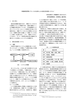栄養素等摂取バランスの分析による食生活支援システム 苅米志帆乃