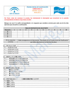 PRUEBA INICIAL DE CLASIFICACI&Oacute;N CURSO 2016