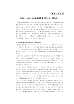 世界の一人当たりの繊維消費量