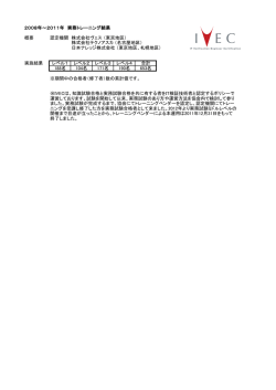2008年～2011年 実務トレーニング結果 概要 認定機関 株式会社