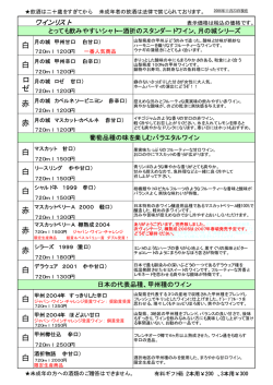 白 白 白 赤 赤 白 白 ロ ゼ 赤 白 白 赤 白 白 白 赤