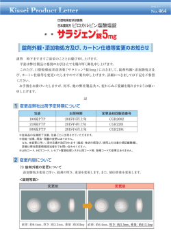 錠剤外観・添加物処方及び、カートン仕様等変更のお知らせ （PDF：883KB）