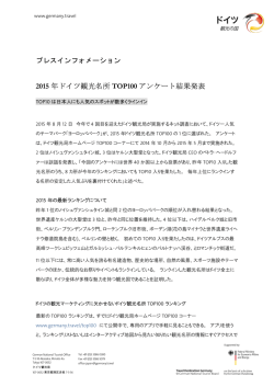 2015 年ドイツ観光名所 TOP100 アンケート結果発表
