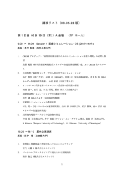 講演リスト（08.05.22 版） 第 1 日目（6 月 19 日（木））A 会場 （1F