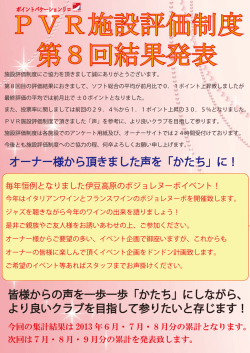 PVR施設評価制度 第8回結果発表