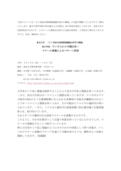 春の学校：ランダムから可積分系へ スケール変換によるパターン形成