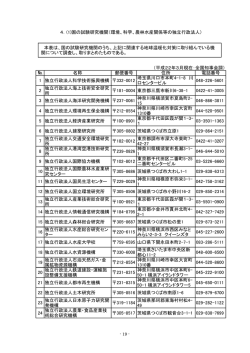 4．(1)国の試験研究機関（環境、科学、農林水産関係等の独立行政法人