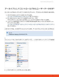 アーカイブとしてコントロールパネルユーザーデータのダウンロード