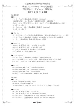 金管楽器・打楽器 - 明石フィルハーモニー管弦楽団