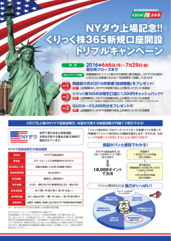 NYダウ上場記念!! くりっく株365新規口座開設 トリプル