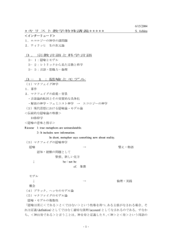 -1- 6/15/2004 S. Ashina ＊ ＊＊＊＊＊ キリスト教学特殊講義