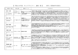 平成26年度 キャリアセミナー 講座一覧