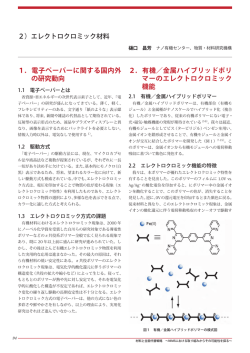 1．電子ペーパーに関する国内外 の研究動向 2．有機／金属ハイブリッド