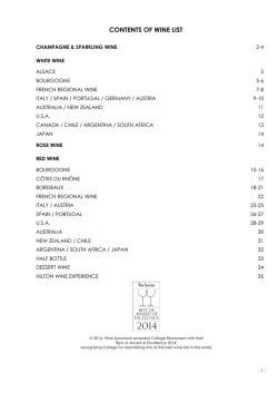 CONTENTS OF WINE LIST - Conrad Hotels and Resorts