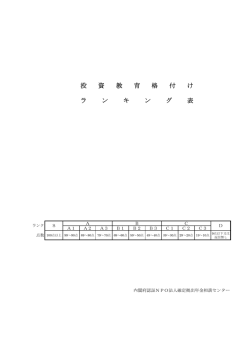 投 資 教 育 格 付 け ラ ン キ ン グ 表