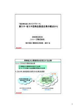 創エネ・省エネ型商品製造企業の観点から