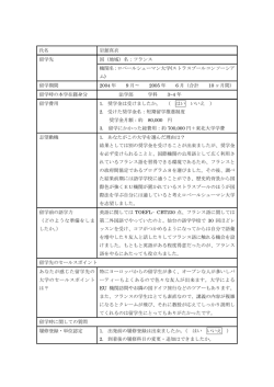 氏名 岩舘真衣 国（地域）名：フランス 留学先 機関名：ロベールシューマン