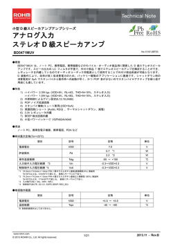 アナログ入力 ステレオ D 級スピーカアンプ