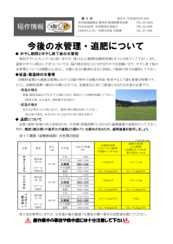 稲作情報No.5をアップしました(PDFファイル)