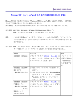 Windows®XP ServicePack3 での動作情報(2010/10/13 更新)