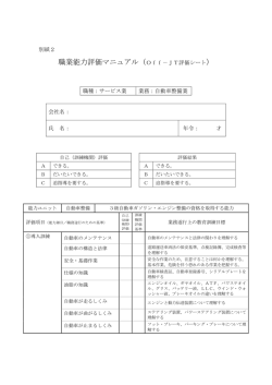 職業能力評価マニュアル（Off－JT評価シート）