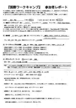 Page 1 『国際ワークキャンプ』 参加者レポート *この情報は、NICEへの