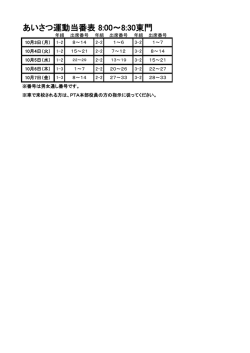 あいさつ運動当番表 8:00～8:30東門