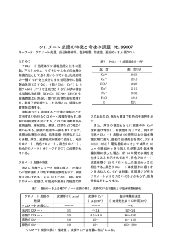クロメート皮膜の特徴と今後の課題 No.99007